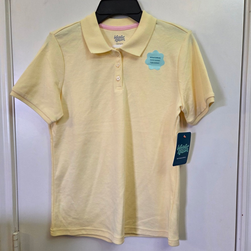 Wonder Nation Girls School Uniform Polo Shirt Tender Lemon Yellow XXL 18 NWT